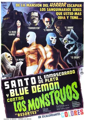 Poster de Santo el enmascarado de plata y Blue Demon contra los monstruos